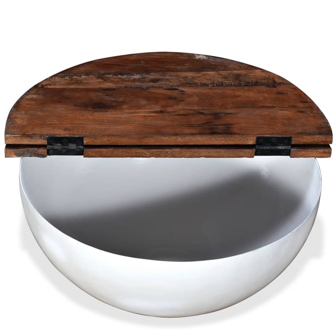 vidaXL - Salontafel - komvormig - massief - gerecycled - hout - wit