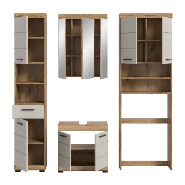 Scout badkamercombinatie kasjmier mat MDF TZ Evoke Oak NB - 34x190x191cm