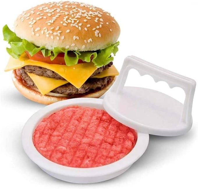 Hamburger Maker - Burger Press - Burgers Maken - Antiaanbaklaag - 13.2 cm Diameter - Wit