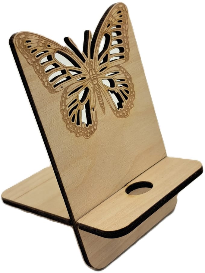 Telefoonhouder Hout Vlinder - Telefoonstandaard - bureaustandaard