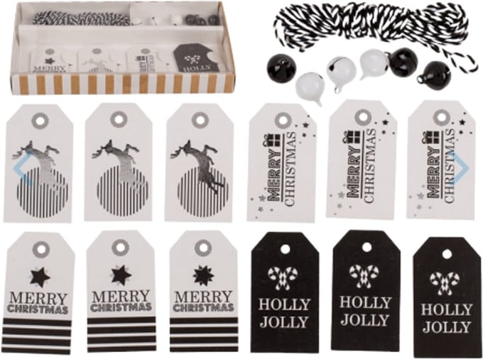 Gift tags, zwart wit - christmas - kerst - cadeaukaartjes