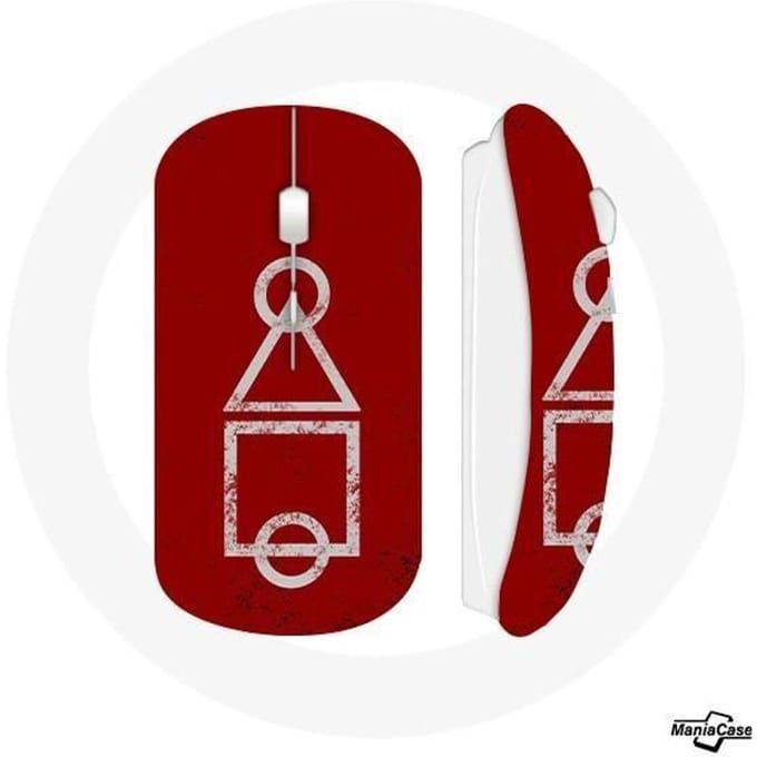 Souris sans fil - MANIACASE - Squid Game Symbols - Rouge - Clé USB wifi incluse - Compatible Mac et PC