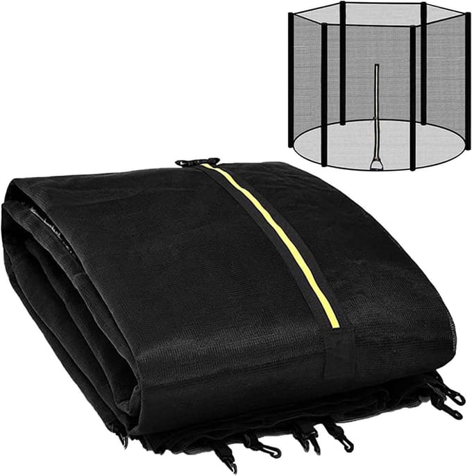 Trampoline Veiligheidsnet - Vervangend Net - Buiten Spelen - Dubbele Ritssluiting - 6FT 8FT 10FT - Zwart