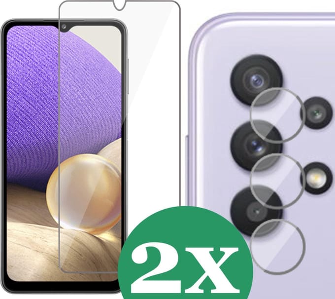 2x Screenprotector geschikt voor Samsung Galaxy A32 5G - 2x Camera Screen Protector Glas