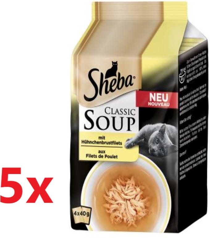 Sheba - Classic Soup Kip - Kattenvoer Multipack - 5 verpakkingen van 4x40g