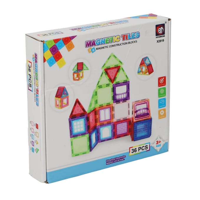OttoSimon magnetische bouwtegels speelgoed 36 stuks 6,5 cm creatief.