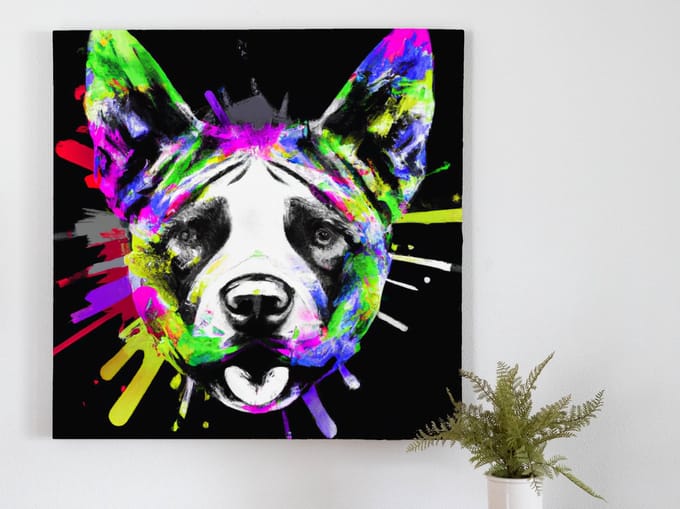 Rainbow canine burst | Rainbow Canine Burst | Kunst - 30x30 centimeter op Canvas | Foto op Canvas