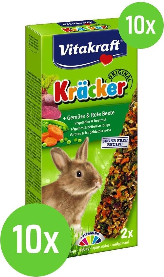 10 x Vitakraft Dwergkonijnkracker Groente / Rode Biet 2in1