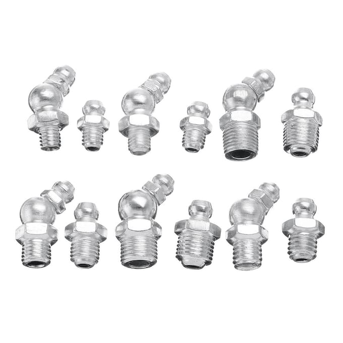 130 Stuks Hydraulische Smeernippels Gegalvaniseerd Metaal Smeernippel Fitting Assortimentsets Fitting Metrisch Imperiaal BSP UNF zilver
