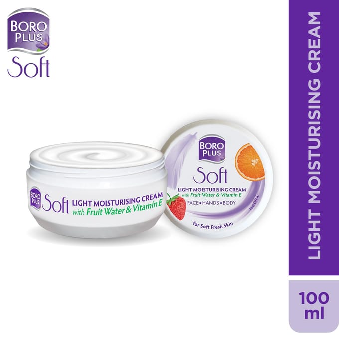 BoroPlus Soft Light Hydraterende Crème 100 ml Pak van 1 Voor Gezicht Handen Lichaam 24 Uur Hydratatie white