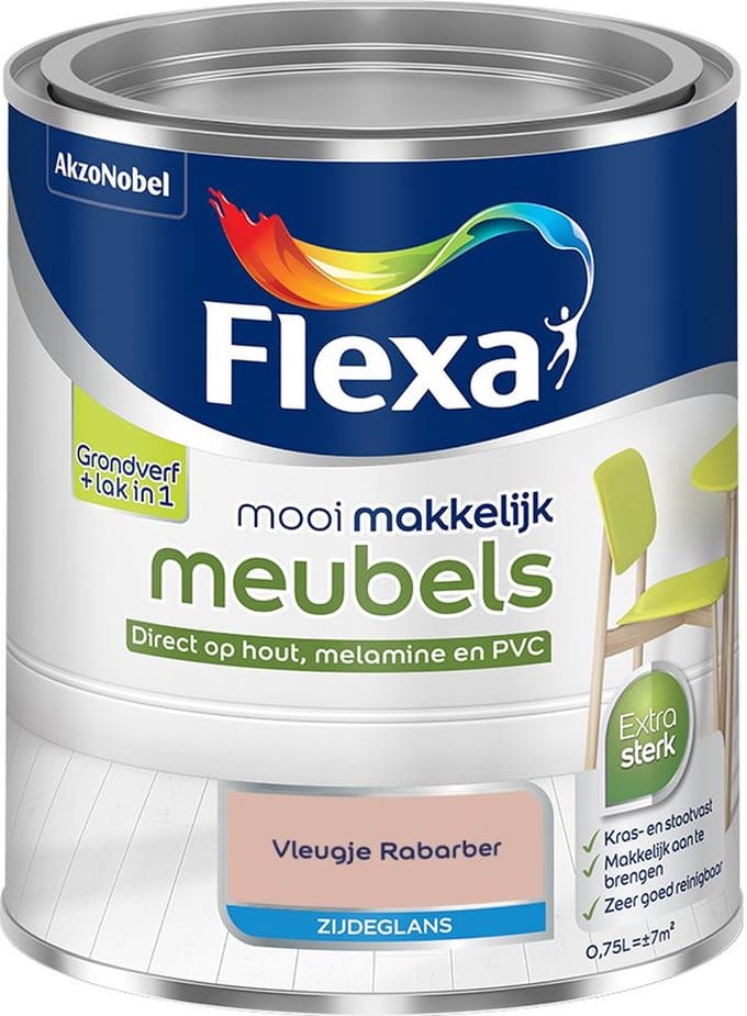Flexa - Mooi Makkelijk Meubels Zijdeglans - Vleugje Rabarber - Mengverf - 750 Ml