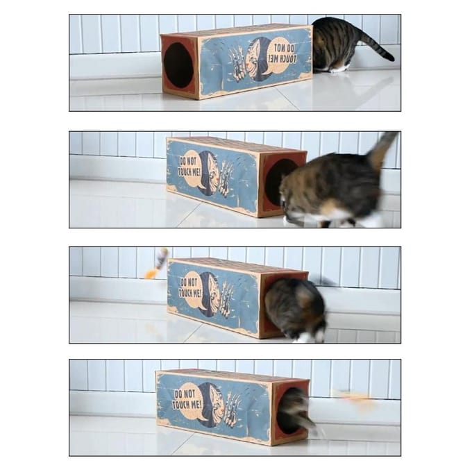 Opvouwbare Kraft Papieren Katten Tunnel Speeltjes Verbergen Sluipen Kijken Interactieve Katten Speeltjes beige