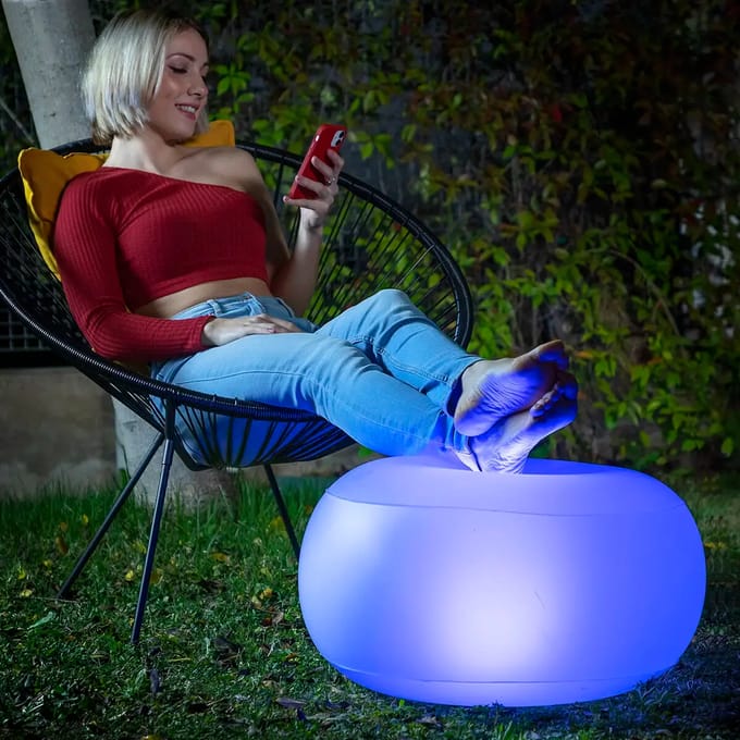 Fauteuil gonflable - InnovaGoods - Rond - LED multicolore - Résistant à l'eau - Portable pur