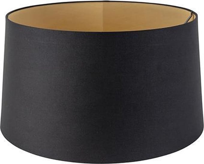QAZQA rond schuin katoen - Moderne Lampenkap - Ø 450 mm - Zwart Goud -