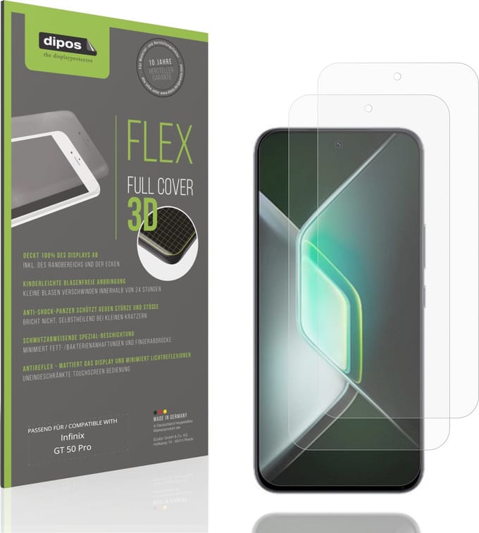 dipos FLEX – 2x Matte Screenprotector geschikt voor Infinix GT 50 Pro | Volledige Schermbescherming | Case-Friendly