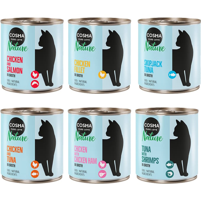 Cosma Nature Kattenvoer 6 x 280 g - Mix 1 (6 Soorten)