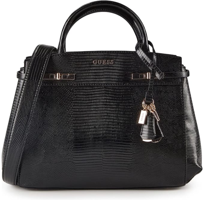 GUESS handtas schoudertas Melinda Triple Compartment Satchel Black zwart