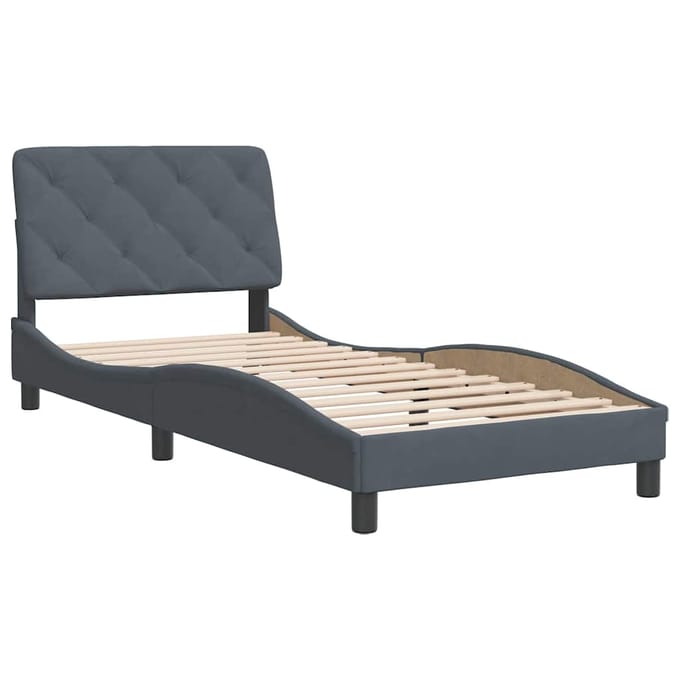 vidaXL - Bedframe - zonder - matras - 90x190 - cm - fluweel - donkergrijs