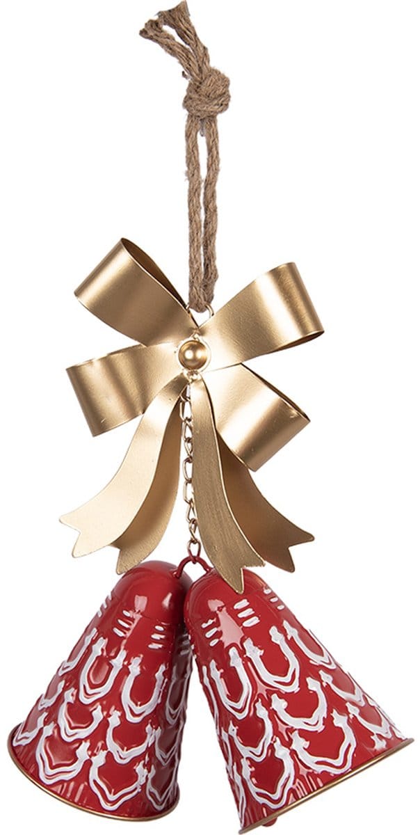 Clayre & Eef Kersthanger Bel 26x10x29 cm Rood Metaal