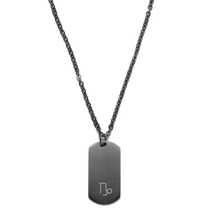 Gunmetalkleurige Stalen Ketting met Steenbok Sterrenbeeld