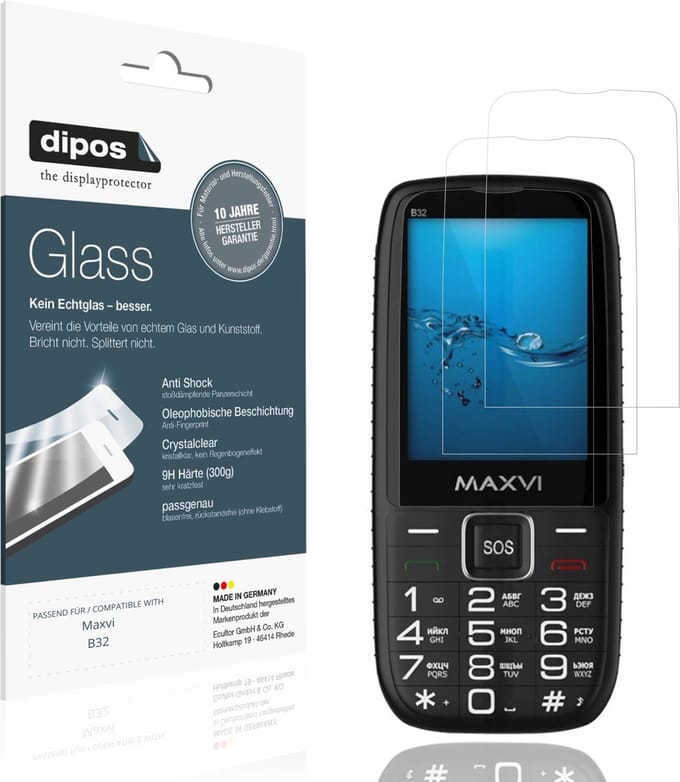 dipos – 2x Pantserfolie geschikt voor Maxvi B32 | 9H Screenprotector