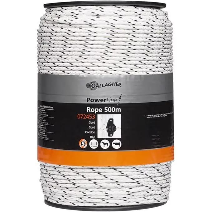 Gallagher PowerLine Cord Wit (500m) - Voor langdurige stroomgeleiding in grote installaties