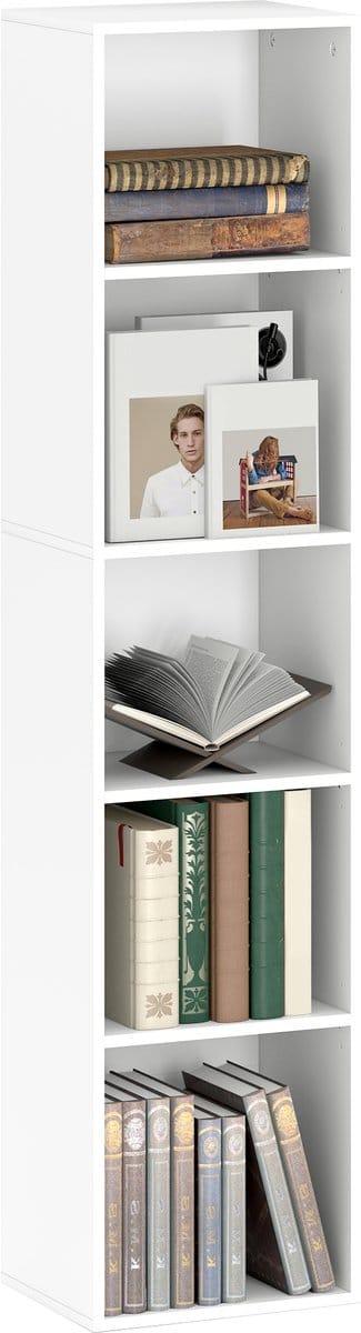 HOMCOM-Bücherregal-Spanplatte-30L x 24B x 133,5H cm-Weiß