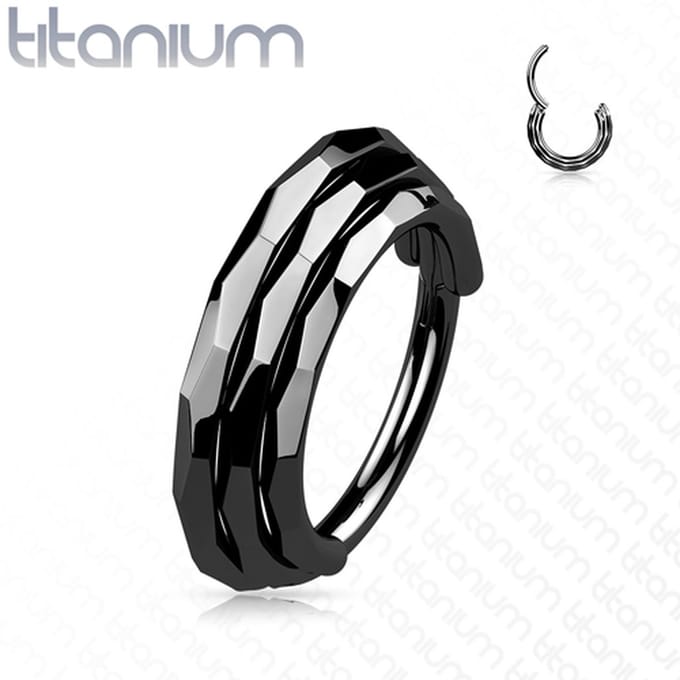 Piercing titanium triple Lined Faceted 1.2x10 - zwart - LMPiercings