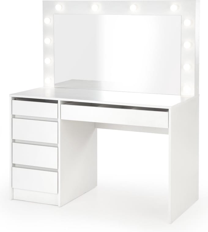 Kaptafel / Make-uptafel Charme wit 120 cm breed met spiegel en led