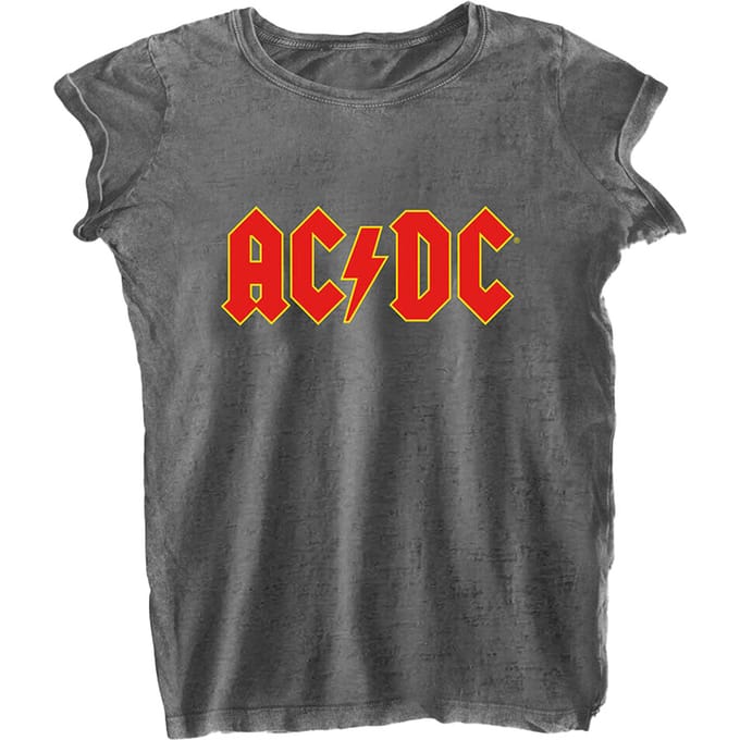 AC/DC Dames/Dames Burnout Logo T-Shirt (Houtskool Grijs)