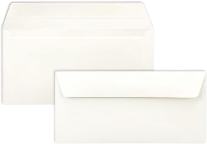 75x DIN Lang Enveloppen Natuurlijk Wit - 11x22 cm Zelfklevend Kwaliteitspapier
