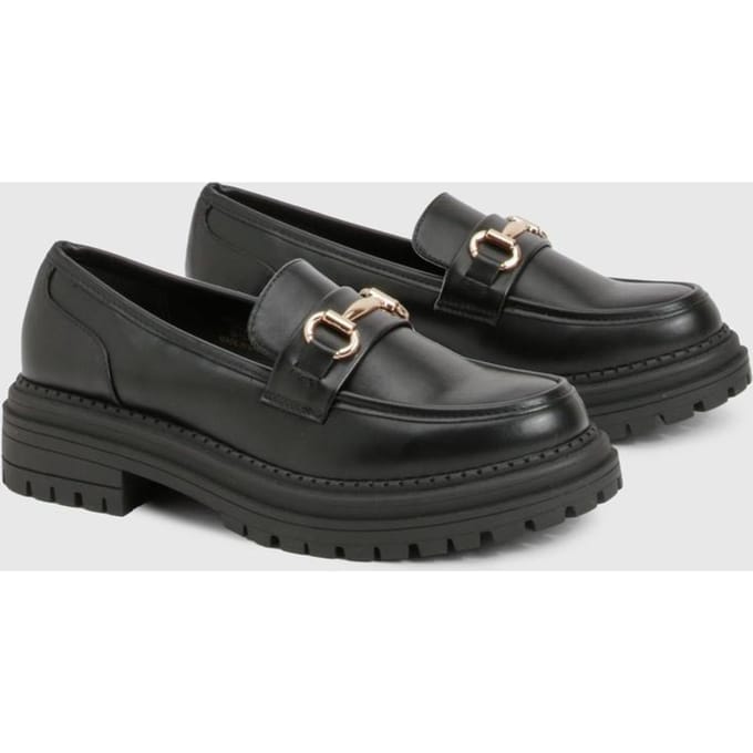boohoo Dames Chunky Ketting Loafers | Black | Maat: 8