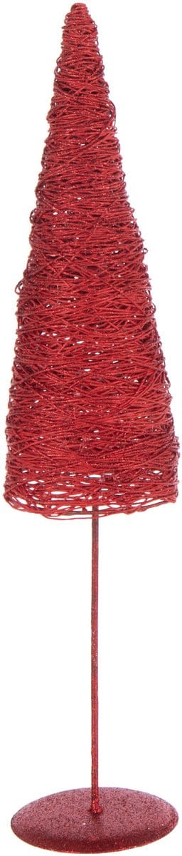 J-Line decoratie Kerstboom Op Voet - metaal/papier - kerstrood - small