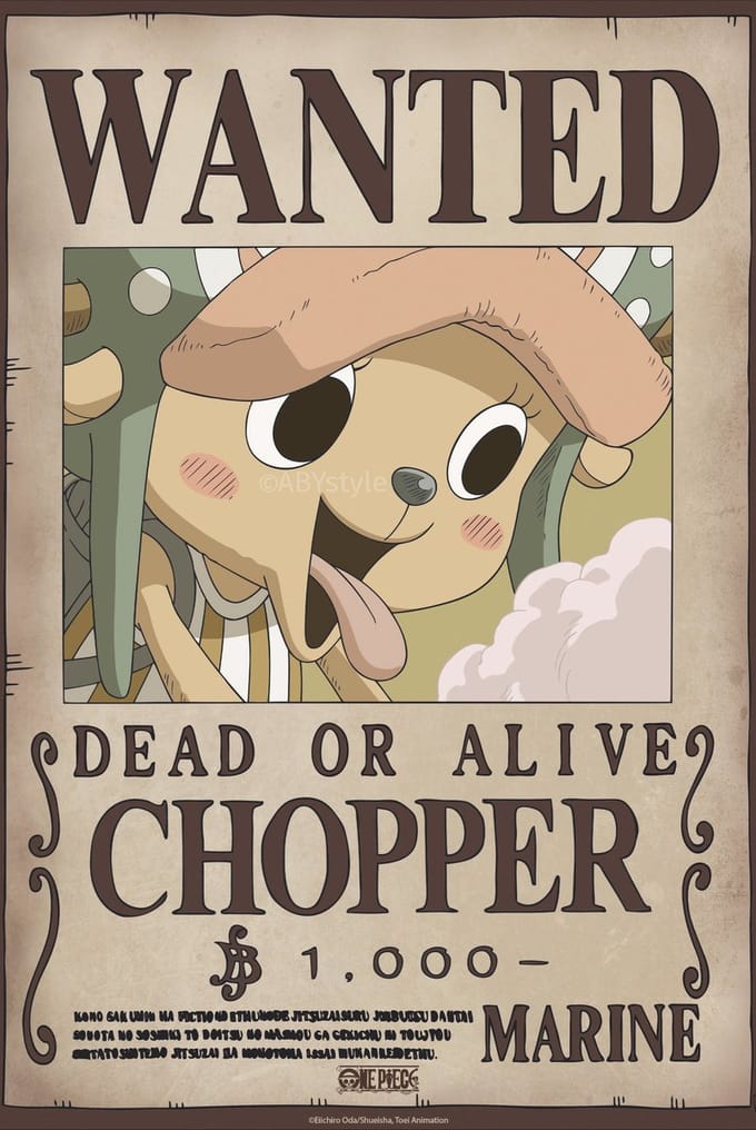 Poster One Piece - Wanted Chopper Wano 38x52cm