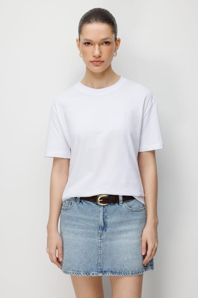 Oversized Geribbelde Crewneck Tweedelige T-shirt Set