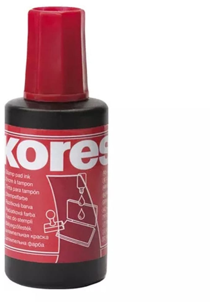 Kores Inkt voor stempelkussen - Rood - Navulling op waterbasis - 27 ml