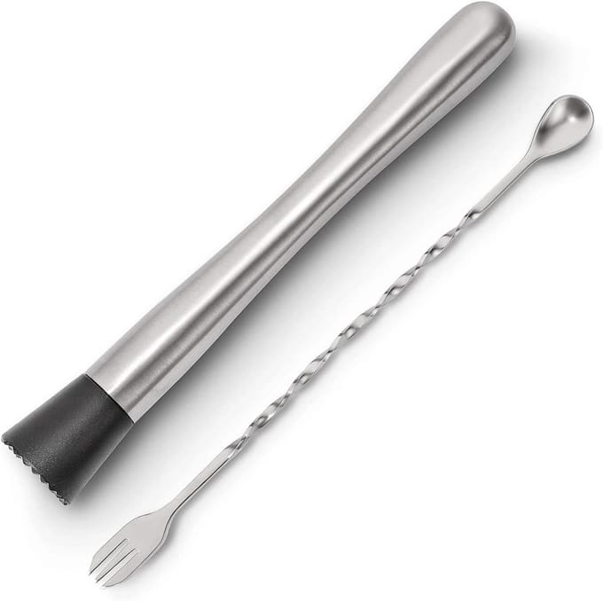 Cocktail Muddler en Mixing Spoon Set van RVS - Perfect voor Mojito's en Fruitige Drankjes Thuis