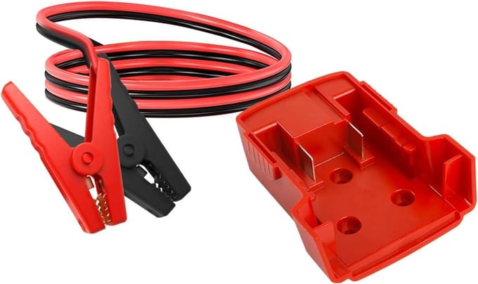 Starthulpadapter Auto - Startkabel Adapter - Voertuig Starten - Milwaukee Accu Compatibel - 1.8 Meter Kabel - Rood