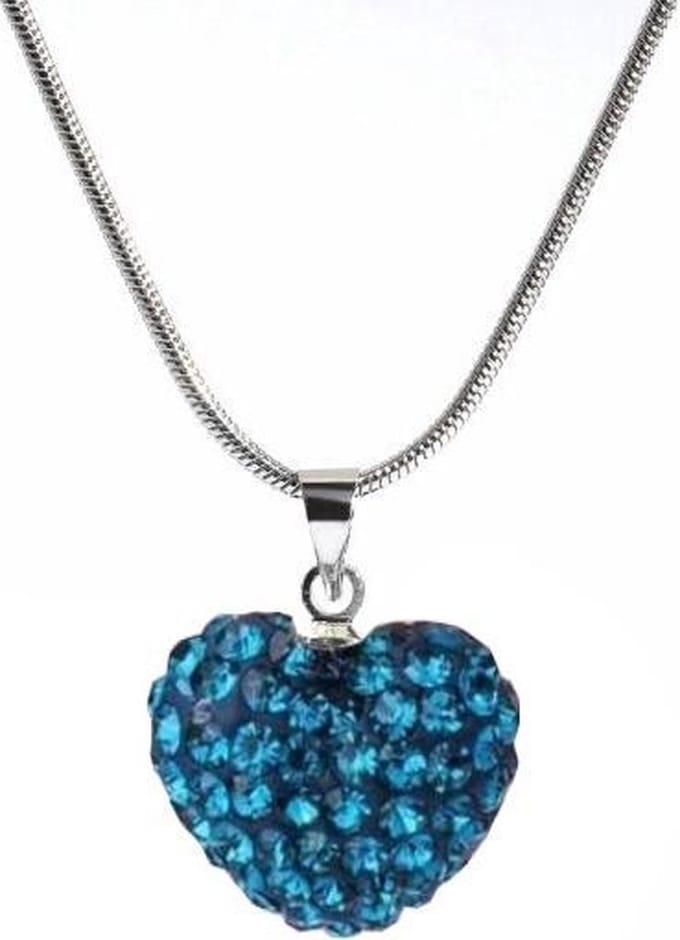 Fako Bijoux® - Ketting - Disco Dots - Hart - Helblauw