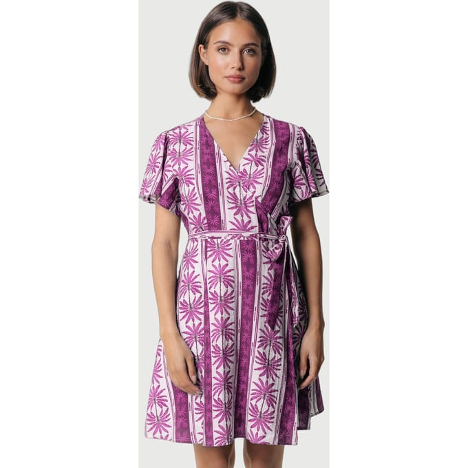 Colourful Rebel Nova Palm Real Wrap Mini Dress Ss Raspberry Wine Größe: M | Minikleider Outlet | Damen | Rosa