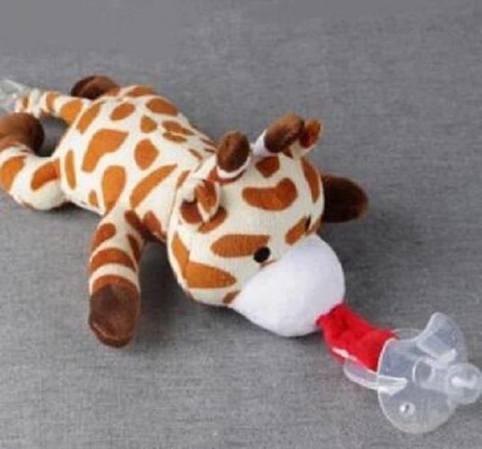 Speenknuffel - Giraffe - Knuffeldier -  Met Klittenband - Kraamcadeau - Pluche