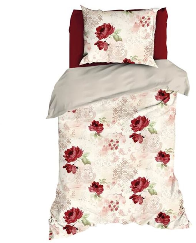 Satin d'Or Grace Dekbedovertrek - Eenpersoons - 140x200/220 cm - Rood