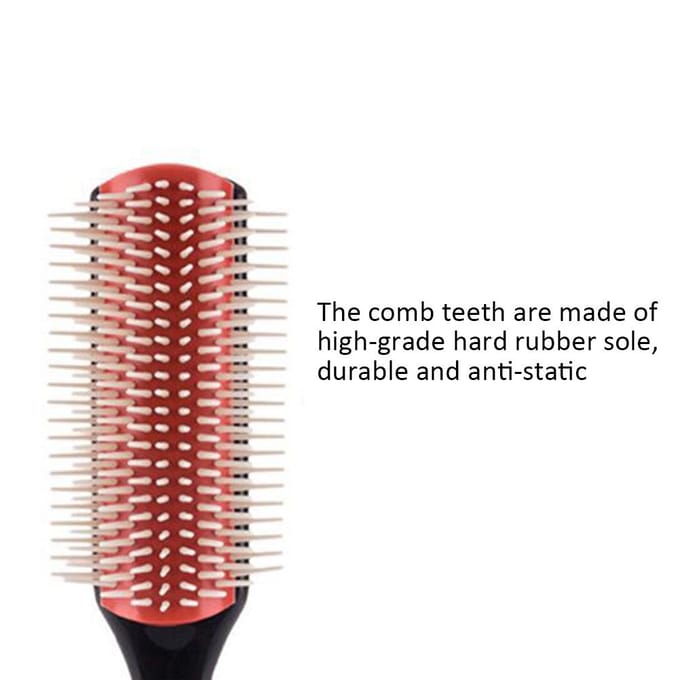 9 Rijen Haarborstel Haarborstel Kappers Scalpmassage Haar Kam Styling Tools rood zwarte kleur
