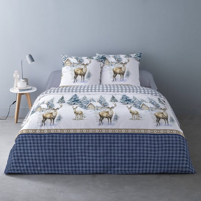 Luxe Katoen Flanel dekbedovertrek Aspen Bleu - 240x220