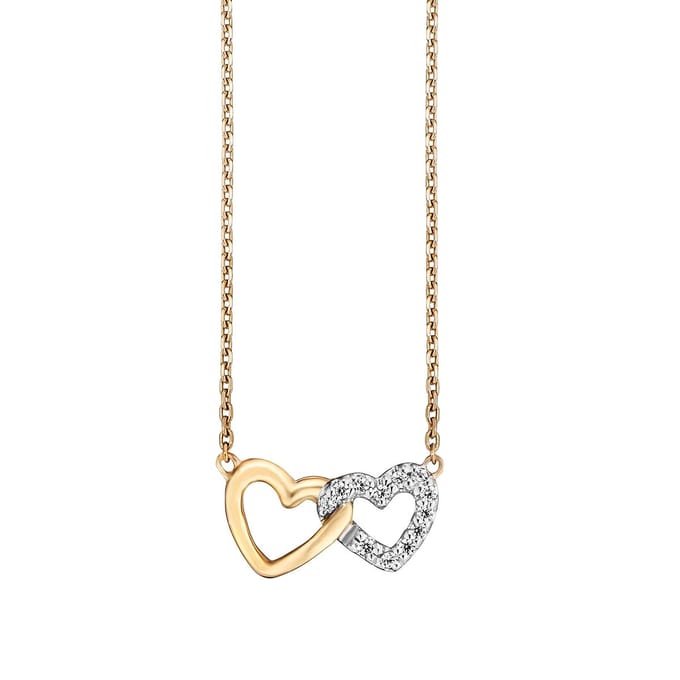 Julie Julsen Collier 925/- Sterling Silber vergoldet 2 Herzen