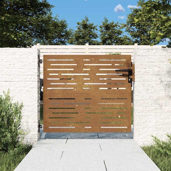 Vidaxl Portail de Jardin, 85X75 cm, Acier Corten, Motif Rectangles