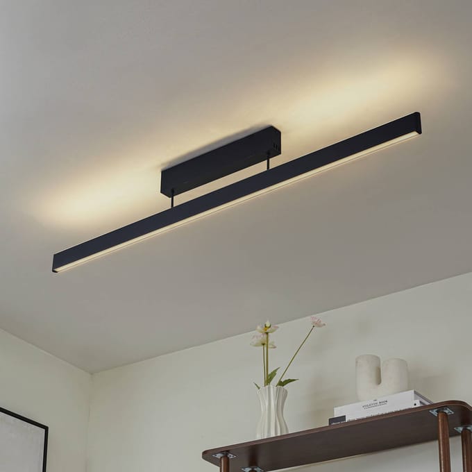 Lucande Smart LED plafondlamp Mylosh, zwart, CCT, Tuya