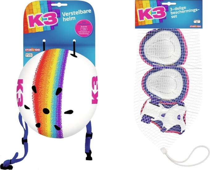 K3 Regenboog Helm & Beschermingsset Rolschaatsen