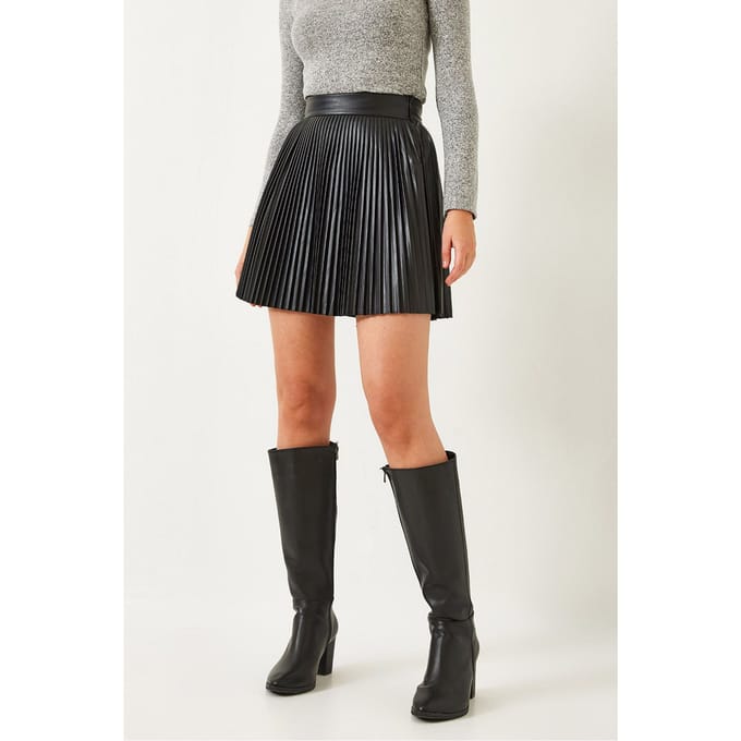 Faux leren geplooide minirok