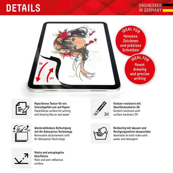 DISPLEX PSense 01887 Screenprotector (folie) Apple IPad 10,9" (10. Gen., 2022), IPad 11" (2025), IPad Air 11" (2024/2025) 1 stuk(s)